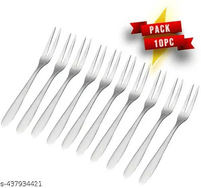 Manorath Premium Stainless Steel Fruit Forks Set of 10 Sleek Design Rust-Free & Easy Grip Disposable Stainless Steel Table Spoon(Pack of 1)