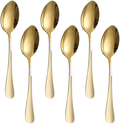OICIA a1_Silver Premium Flatware Spoon, Daily Use Spoon, Elegant Dinner Spoon Stainless Steel Table Spoon Set(Pack of 6)