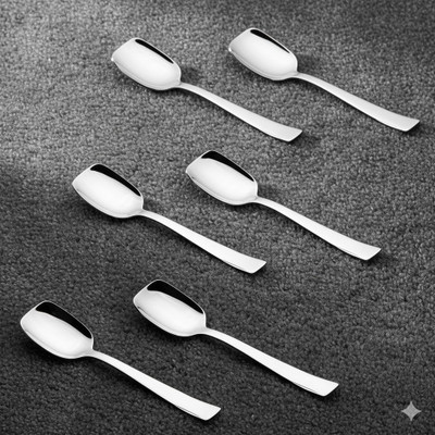 Haniza 6 ice cream spoon set Stainless Steel Ice-cream Spoon Set(Pack of 6)