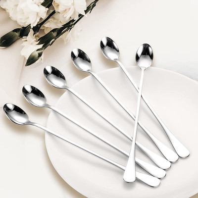 Giftofy Abira 21cm Set of 6 - for Milkshakes, coffe, Modern use Stainless Steel Sugar Spoon, Olive Spoon, Measuring Spoon, Ice-cream Spoon Set(Pack of 6)