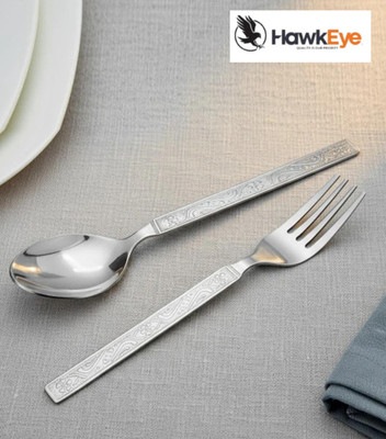HawkEye Stainless Steel Spoon & Fork Combo Set,Cutlery for Dining,Kitchen & Everyday Use Stainless Steel Table Spoon Set(Pack of 2)