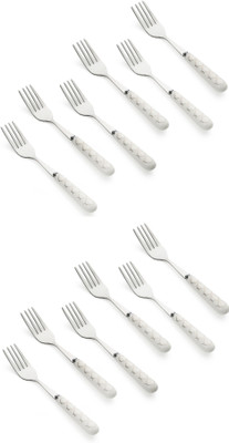 MGeezz Stainless Steel Spoons Fork Set For Home Kitchen & Restaurant Cutlery Dinner Table Bouillon Spoon Oval Edge with Ceramic Handle Tableware Serving Spoons Fork Stainless Steel Salad Spoon, Serving Spoon, Dessert Spoon Set(Pack of 12) MGeezz Stainless Steel Spoons Fork Set For Home Kitchen & Restaurant Cutlery Dinner Table Bouillon Spoon Oval Edge with Ceramic Handle Tableware Serving Spoons Fork Stainless Steel Salad Spoon, Serving Spoon, Dessert Spoon Set(Pack of 12)