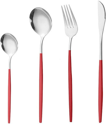 KOOSHLO Premium Silverware Cutlery Set For Daily Use Mirror Finish 2 Spoons,Fork,Knife Stainless Steel Cutlery Set(Pack of 4)