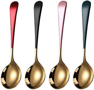 HomeHunt NEW25_SteelSpoon_D1G_4PCS Stainless Steel Dessert Spoon, Table Spoon, Tea Spoon, Ice Tea Spoon(Pack of 1)