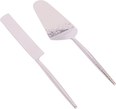 MUDRIKA INTERNATIONAL Premium Stainless Steel Cake Server & Knife Set | Elegant Dessert Cutter Stainless Steel Table Spoon Set(Pack of 2)