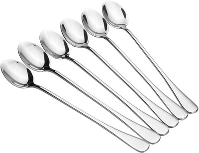 Haniza long handle spoon set 6 Stainless Steel Dessert Spoon Set(Pack of 6)