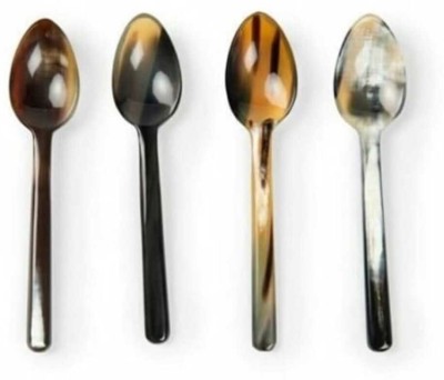 DreamHouse 4 pic set horn spoon 6 inch Wooden Ice-cream Spoon Set(Pack of 4)