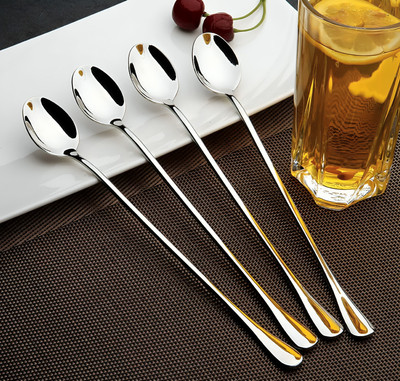 ARSCART Long Handle Stirring Ice set 4 Stainless Steel Tea Spoon, Table Spoon Set(Pack of 4)