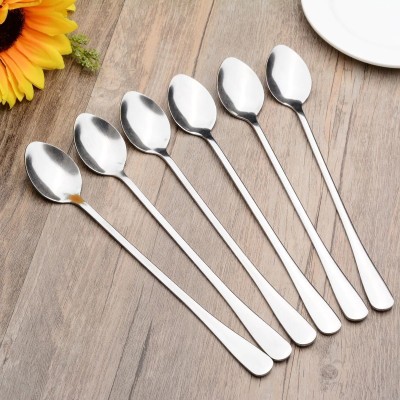 CRING Stainless Steel Coffee Spoon, Cream Spoon, Dessert Spoon, Ice Tea Spoon, Ice-cream Spoon, Measuring Spoon Set(Pack of 6)