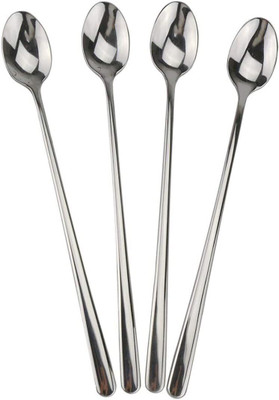 Manorath 4 pcs Long handle Spoon set Coffe and ice tea spoon set Stainless Steel Ice Tea Spoon Set(Pack of 4)