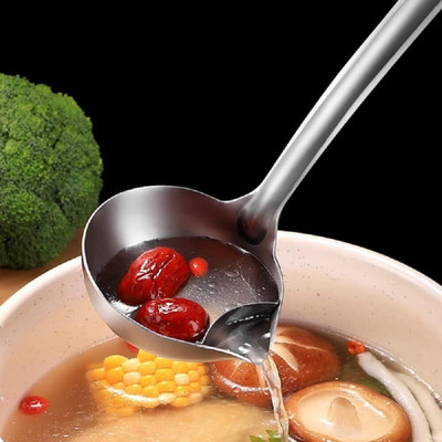 Jippco Oil Separator Spoon with Long Handle, Grease Filter Spoon for Fat Skimmer Stainless Steel Soup Spoon(Pack of 1)