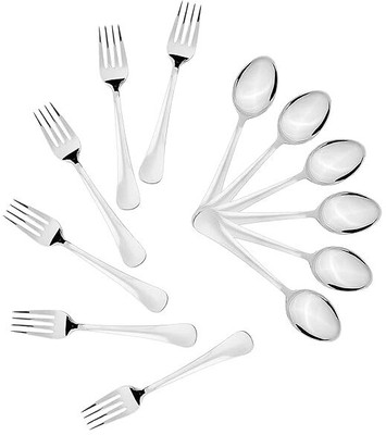ARSCART Flatware Baby Spoon 6pc Baby fork 6pc combo Stainless Steel Table Spoon Set(Pack of 12)