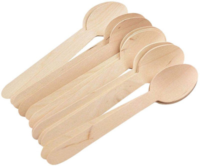 Criterion 100 Pack 160mm / 6.3 inch Spoons, Biodegradable Eco-Friendly Disposable Wooden Cream Spoon, Dessert Spoon, Serving Spoon, Sugar Spoon, Table Spoon Set(Pack of 100)