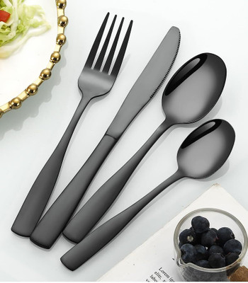 Sunder Black Luxe Cutlery Set Stainless Steel Cutlery Set(Pack of 4)