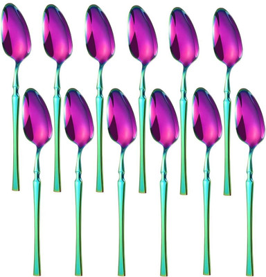 OICIA a1_Black Appetizer Testing Spoon, Small Dessert Spoon, Mini Teaspoons Stainless Steel Ice-cream Spoon Set(Pack of 12)