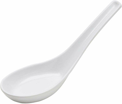TREANDCARD Pure Melamine Soup Spoons (13.5 cm), Pack of 6 (White) Melamine Table Spoon Set(Pack of 6)
