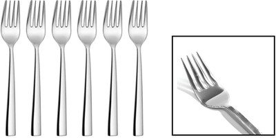 NURIOR 6-Pieces Dinner Fork for Dining Table, Shiny and Sturdy Handle Fork 18 cm Stainless Steel Table Spoon Set(Pack of 6)