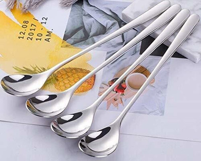 vibhajay Long Handle Spoon Stainless Steel Ice Tea Spoon, Serving Spoon Set(Pack of 4)