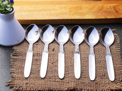 ZEVORA Stainless Steel Dinner Spoon/Table Spoon Set Length 16cm (Medium, Set of 6) Stainless Steel Table Spoon Set(Pack of 6)