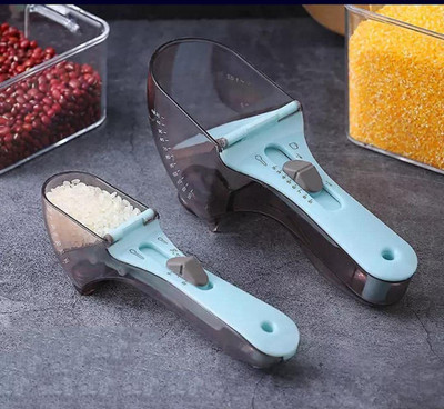 Niralasa 2 Pcs Adjustable Measuring Spoon with Scale Plastic Measuring Spoon Set(Pack of 2)