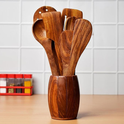 MartFeed Wooden Spoon kitchen frying tools pack of 8 Wooden Table Spoon(Pack of 1)
