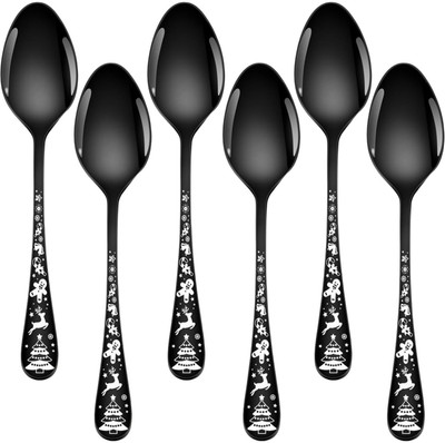 OICIA a1_Rose-Gold Flatware Spoon for Dining Table, Cereal Spoon Stainless Steel Table Spoon Set(Pack of 6)