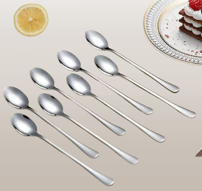 Convay 8Long Handle Spoon Stainless Steel Ice Tea Spoon Set(Pack of 8)