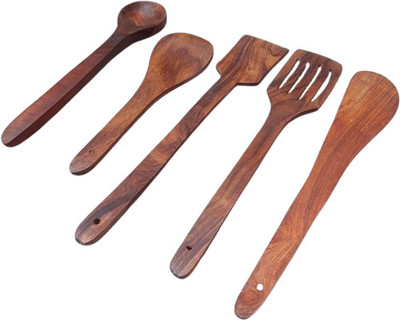WDL SPOON SET OF 2 Disposable Wooden Table Spoon, Serving Spoon Set(Pack of 5)