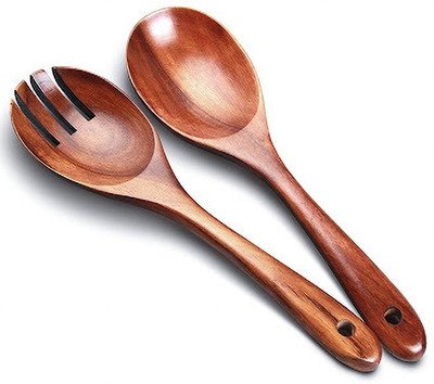 natureCrafts Egg+ForkSpn Disposable Wooden Table Spoon, Tea Spoon, Coffee Spoon, Sugar Spoon, Soup Spoon Set(Pack of 2)