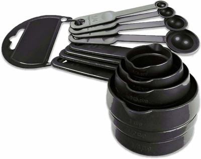 AMAZEE 8 pcs Measurement Cups and Spoons Set Measurement Cups for Baking cake Measurement Cups and Spoons Set for baking Measurement in Grams Cooking Measurements Set Cooking Measurements Set- 4 Cups & 4 Spoons (Black) Plastic Measuring Spoon Set(Pack of 8)