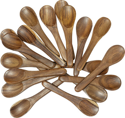 CLICK KART Handcrafted Neem Wooden Masala Spoon Food-Safe Finish Eco-Friendly 8 pc 4.5inc Wooden Coffee Spoon, Soup Spoon, Tea Spoon, Ice-cream Spoon, Cream Spoon, Sugar Spoon Set(Pack of 8)