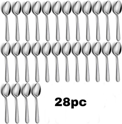 Fably 28pc Stainless steel Baby Spoon Cutlery Table Ware Set (pack of 28) Stainless Steel Tea Spoon Set(Pack of 28)