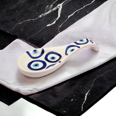 Malaikah Pack of 1 Ceramic Spoon Holder / Rest Ideal for Holding serving Spoons Ceramic Table Spoon(Pack of 1)