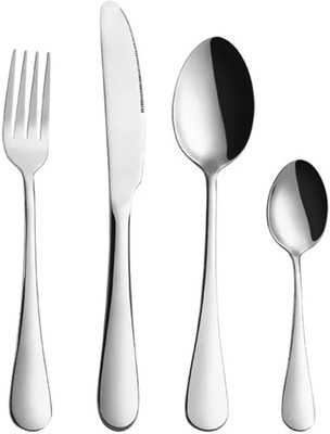 SKYROXX Mirror Finish Plated Stainless Steel Flatware Set Silverware Set Steel Serving Spoon Set(Pack of 4)