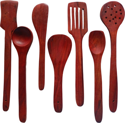 EZYMARTZ Wooden Serving Spoon, Table Spoon Set(Pack of 7)