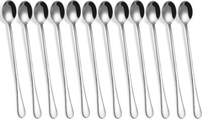 Avibazar 12 pcs Long Handle Spoon Stainless Steel Coffee Spoon, Cream Spoon, Ice Tea Spoon, Ice-cream Spoon Set(Pack of 12)