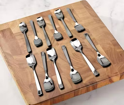 Fanqew Stainless Steel Set of 12 Ice Cream Spoons, Disposable Stainless Steel Ice-cream Spoon Set(Pack of 12)