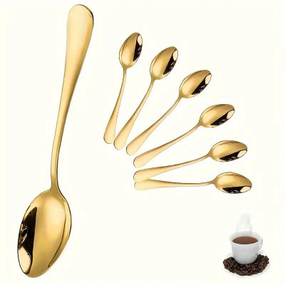GHOGHARI ENTERPRISE Stainless Steel Dessert Spoon, Coffee Spoon, Soup Spoon, Sugar Spoon Set(Pack of 6)