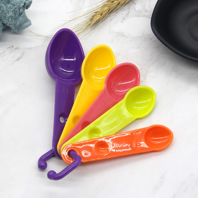 KOOSHLO Measuring Cups and Spoons Set,Colored Kitchen Measure Tools,Durable Nesting Cup Plastic Measuring Spoon Set(Pack of 5)