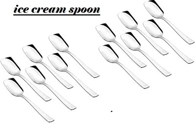 singh 12 ICE CREAM SPOON SET Stainless Steel Ice-cream Spoon Set(Pack of 12)