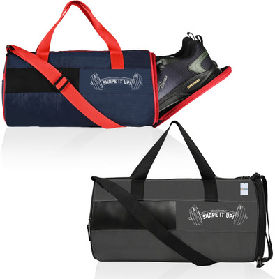 HOMESTIC by Kuber Industries Pack of 2 Water Resistant 3 Compartment Gym Bags for Men | Grey & Blue(Kit Bag)