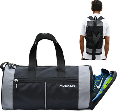 MUTMAIN 3 IN 1 Gym Bag with Shoe Compartment for Men & Women Duffle Sports Bag Backpack(Black, Kit Bag)