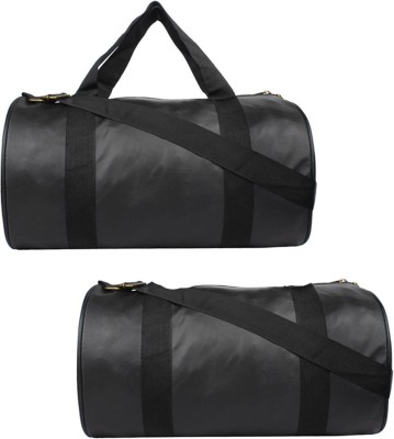 Rocket Sales DB_Combo (Black) Stylish Gym Bag Duffle Bag Travel Bag (Leatherite,Size 30L) Gym Duffel Bag