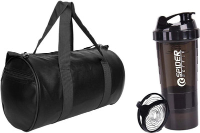 TRUE INDIAN combo sport bag for gym and travel with spider protein shaker bottle Gym(Black, Kit Bag)