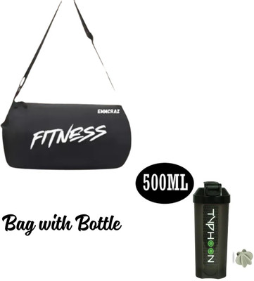 EMMCRAZ Gym Bag with Shaker Bottle for Men & Women Combo of Gym Workout(Black, Kit Bag)