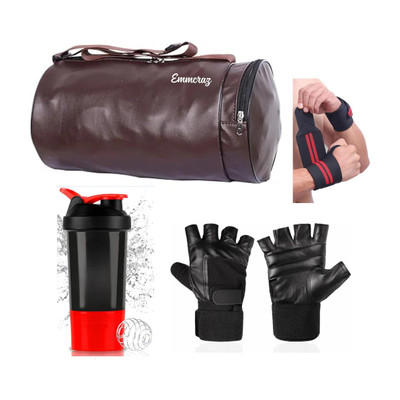 EMMCRAZ bag with spider bottle with wrist support & gloves Home Gym Kit(Brown, Dry Bag)
