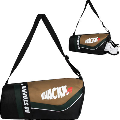 WHACKK Armstrong Blk Khaki 33L Gym Fitness exercise Sports duffle bag Shoe dry/wet pkts(Black, Kit Bag)