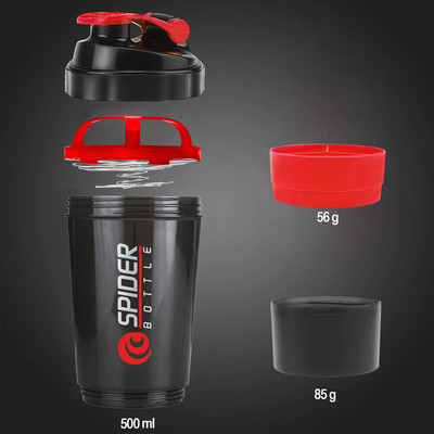 Spider Mart 600 ml Tritan, Plastic Shaker(Pack of 1, Multicolor, Red, Black)