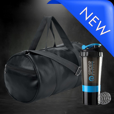 TRUE INDIAN Combo Of Gym Duffel Bag & Gym Shaker Bottle.Protein shaker !Sports & Travel Bag.(Black, Kit Bag)