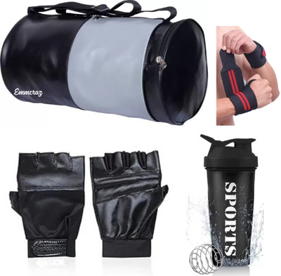 EMMCRAZ (grey/black ) gym bag with spider shaker with gym gloves and wrist support(Multicolor, Kit Bag)